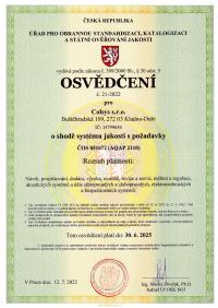 ČSN EN ISO 9001/2016 AQAP 2110